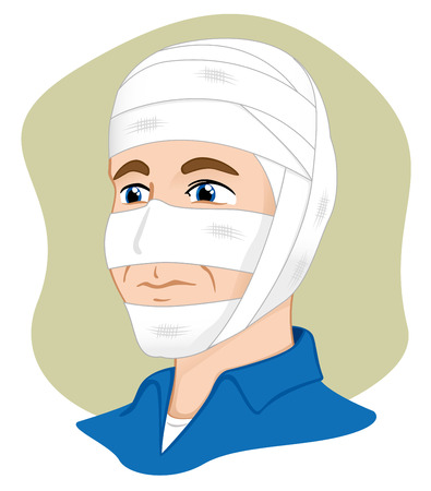 Illustration of a human head with bandagesのイラスト素材