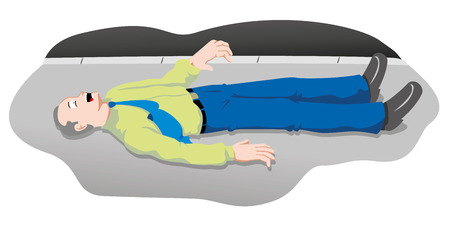 Scene Illustration First Aid, person having seizures and seizure. Ideal for catalogs, informative and medical guidesのイラスト素材