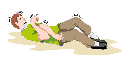 Scene Illustration First Aid, person having seizures and seizure. Ideal for catalogs, informative and medical guidesのイラスト素材