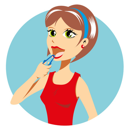 One girl taking care of your oral hygiene. Ideal for educational materials and informativeのイラスト素材
