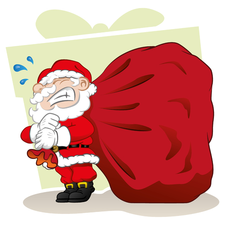 Illustration Santa Claus carrying a Christmas present case. Ideal Christmas seasonal materialsのイラスト素材
