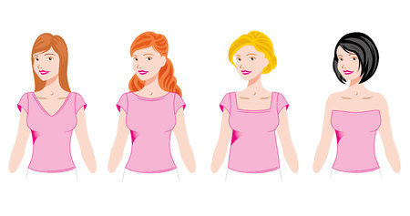 Illustration of female fashion Infographic halter top models. Ideal for fashion catalogs and trendsのイラスト素材