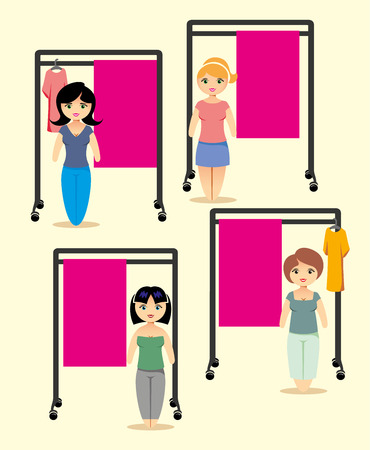 Illustration of female fashion Infographic dress and combinations. Ideal for fashion catalogs and trendsのイラスト素材