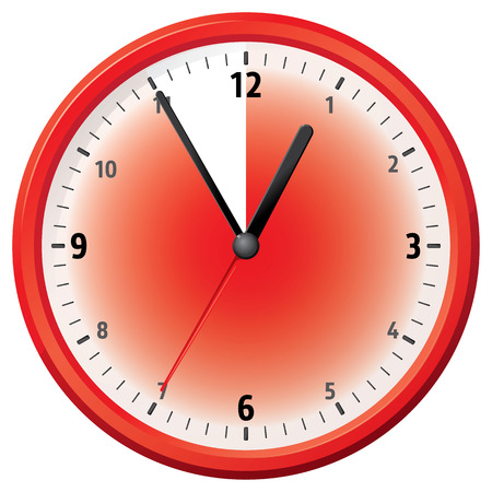 Illustration of a clock at fifty-five minutes. Can be used in ads and institutionalのイラスト素材