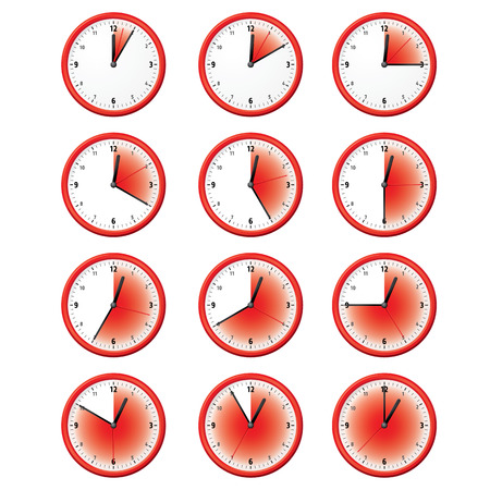 Illustration of a clock at different times minutes. Can be used in ads and institutionalのイラスト素材