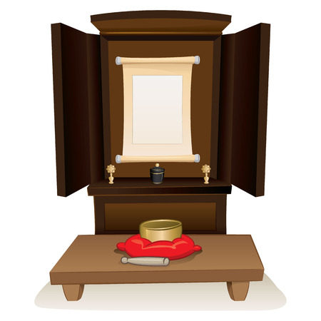 Illustration of a Buddhist shrine for offerings and prayers, philosophy religion. Ideal for institutional and religious materialsのイラスト素材