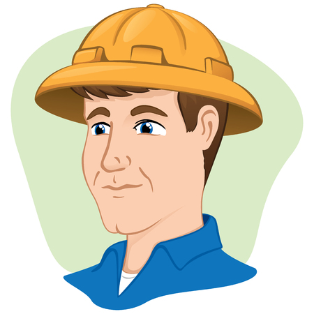 Illustration safety equipment man person using protective helmet laborer. Ideal for catalogs and institutional materialsのイラスト素材