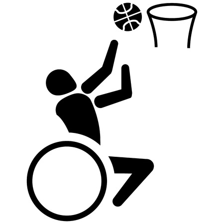 This is sport pictogram, basketball for wheelchair, games. Ideal for materials on sport and institutionalのイラスト素材