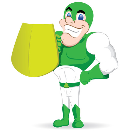 Person in green superhero uniform. Ideal for educational, educational and institutional equipmentのイラスト素材