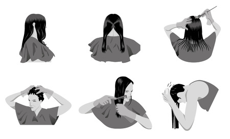 Step by step how to color your hairのイラスト素材