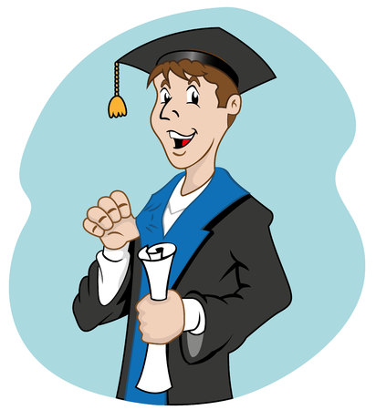 Single graduate with diplomaのイラスト素材