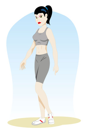 Illustration Represents a woman person, with gym clothes, sportsman. Ideal for sports and institutional materialsのイラスト素材
