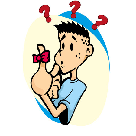 Person student tying a ribbon on his finger to remember something. Ideal for educational and training materialsのイラスト素材