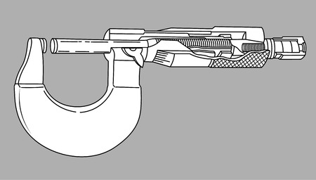 Measuring and precision tool, External micrometer. Ideal for catalogs, information and institutional materialsのイラスト素材