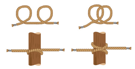 Illustration of instruction with making pig knot, sailor knot. Ideal for training and educational materialsのイラスト素材