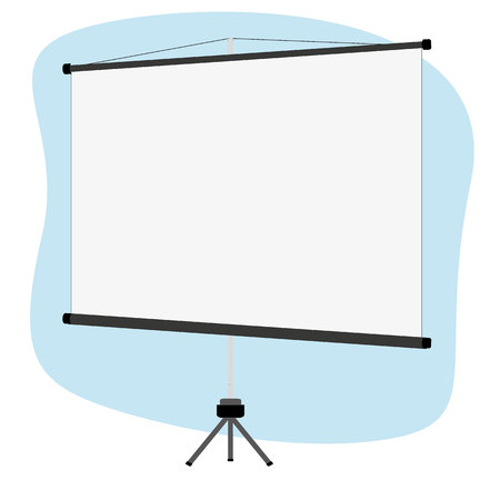 Illustration retractile projection screen with tripod base. Ideal for training and institutional materialsのイラスト素材