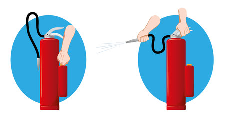 Safety equipment, fire extinguisher dry powder or foamのイラスト素材