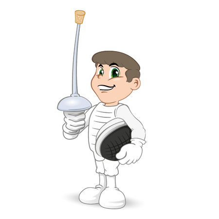 Illustration of a caucasian fencing athlete.