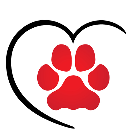 Dog paw with heart symbol vectorのイラスト素材