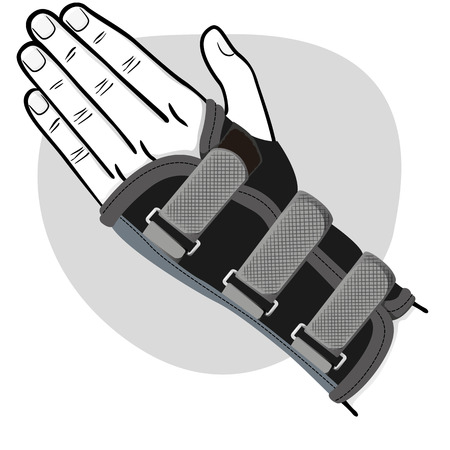 Illustration represents a hand with wrist, tendinitis, black and white. Ideal for training and institutional materialsのイラスト素材