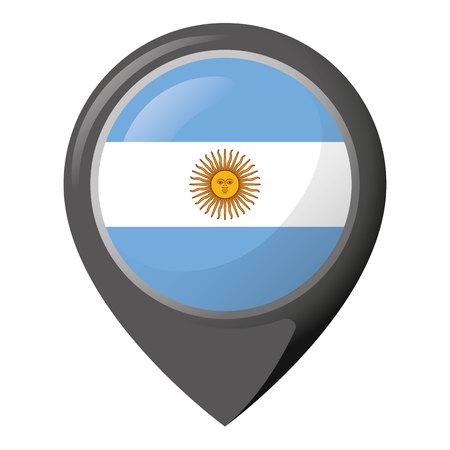 Icon representing pin of location with the flag of Argentina. Ideal for catalogs of institutional materials and geographyのイラスト素材