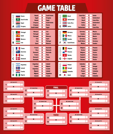 Table of games. Tournament football. Soccer championship. Ideal for sports materialsのイラスト素材