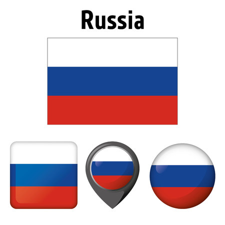 Illustration flag of Russia, and various icons. Ideal for catalogs of institutional materials and geographyのイラスト素材