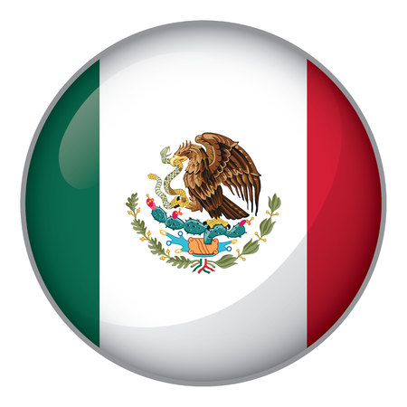 Icon representing button Mexico flag. Ideal for catalogs of institutional materials and geographyのイラスト素材