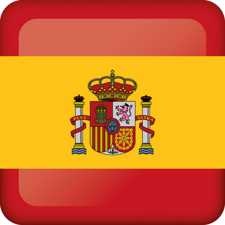 Icon representing Spain square button. Ideal for catalogs of institutional materials and geographyのイラスト素材