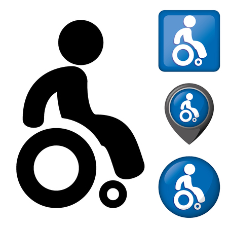 Icon physically handicapped pictogram and various wheelchair icons.のイラスト素材