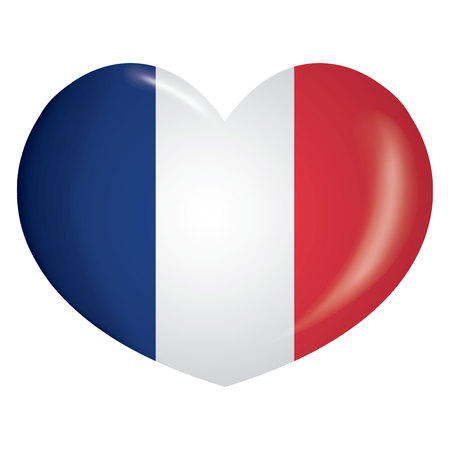 Illustration icon heart with flag of France. Ideal for catalogs of institutional materials and geographyのイラスト素材