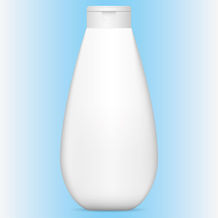 Illustration of an object bottle object for cleaning product or cosmetic, white, flip-flop cap. Ideal for product catalogs and cosmetic hygiene informationのイラスト素材