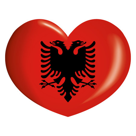 Icon representing button flag of Albania. Ideal for catalogs of institutional materials and geographyのイラスト素材