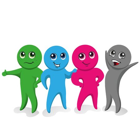 Mascot illustration color various, team, group, companions. Ideal for catalogs, newsletters and institutional materialのイラスト素材