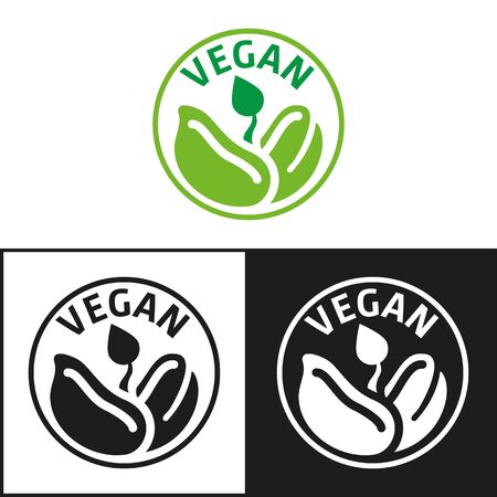 Vegan product icon and symbol. Ideal for infographics and institutional materialsのイラスト素材