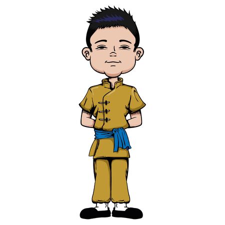 Boy with features, Asian child, Chinese, Asia. Ideal for educational and institutional materialsのイラスト素材