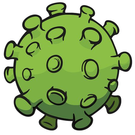 Cartoon illustration Corona Virus a microorganism that makes people sick, COVID-19, H1N1. Idea for medical and institutional materialsのイラスト素材