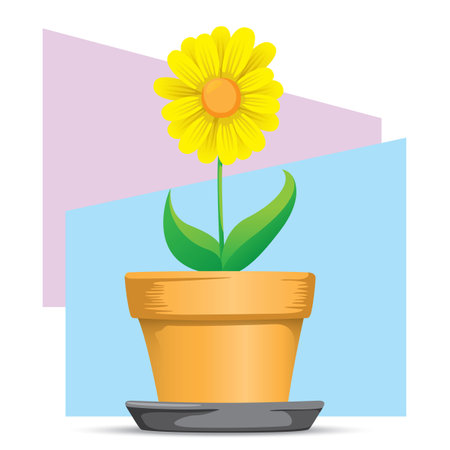 Illustration of a vase with a flower. Ideal for decorative and natural materialsのイラスト素材