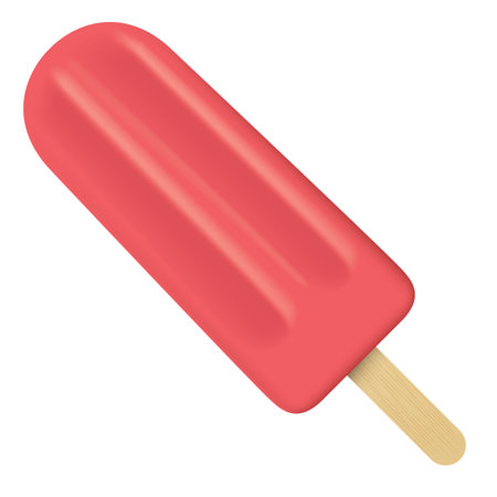 Illustration of a red stick ice cream, strawberry popsicle stick. Ideal for catalogs, informational and institutional materialのイラスト素材
