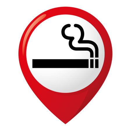 Icon pictogram, Location pin Smoking area, smoking allowed. Ideal for catalogs, information and institutional materialのイラスト素材