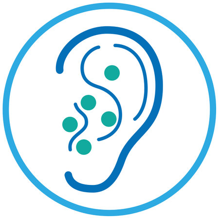 Auriculotherapy icon, auriculopuncture alternative treatment, Chinese medicine. Ideal for catalogues, newsletters and medical guidesのイラスト素材