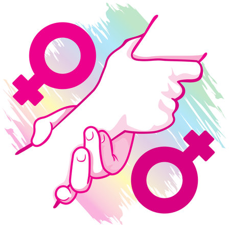 Illustration of an icon symbol sex, woman, female homosexual couple. Ideal for catalogs, informative and institutional materialのイラスト素材