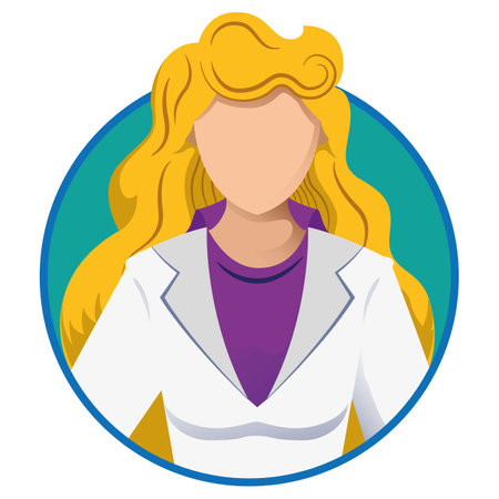 Illustration of a blonde female doctor, nurse. Ideal for catalogs, newsletters and medical guidesのイラスト素材