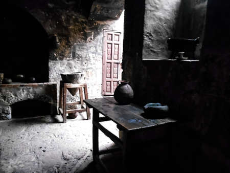 Medieval kitchen in an ancient convent in Peru city | Medieval kitchen in an ancient convent in Peru cityのeditorial素材