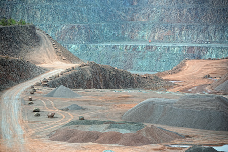 view into an open pit mine. quarry. mining industry.の写真素材