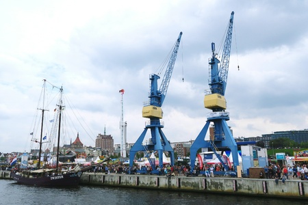 ROSTOCK, Mecklenburg-Vorpommern/ GERMANY AUGUST 13 2016: Hansesail in Warnemuende and Rostock harbor with lots of sailing ship from all over the world.のeditorial素材