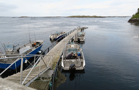 HITRA, Trondelag / NORWAY July 03 2016: fishing in norway at isle Hitra. landscape around. water and rocks.のeditorial素材