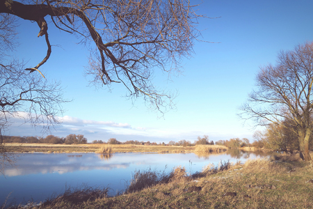 winter at Havel river in Havelland (Brandenburg Germany). vintage effect