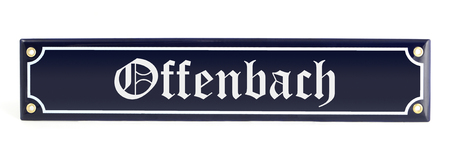 Metal banner with city name Offenbach (Germany).の写真素材