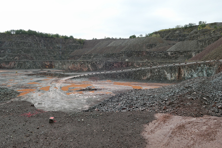 View into a quarry mine for porphyry rocks. factory.